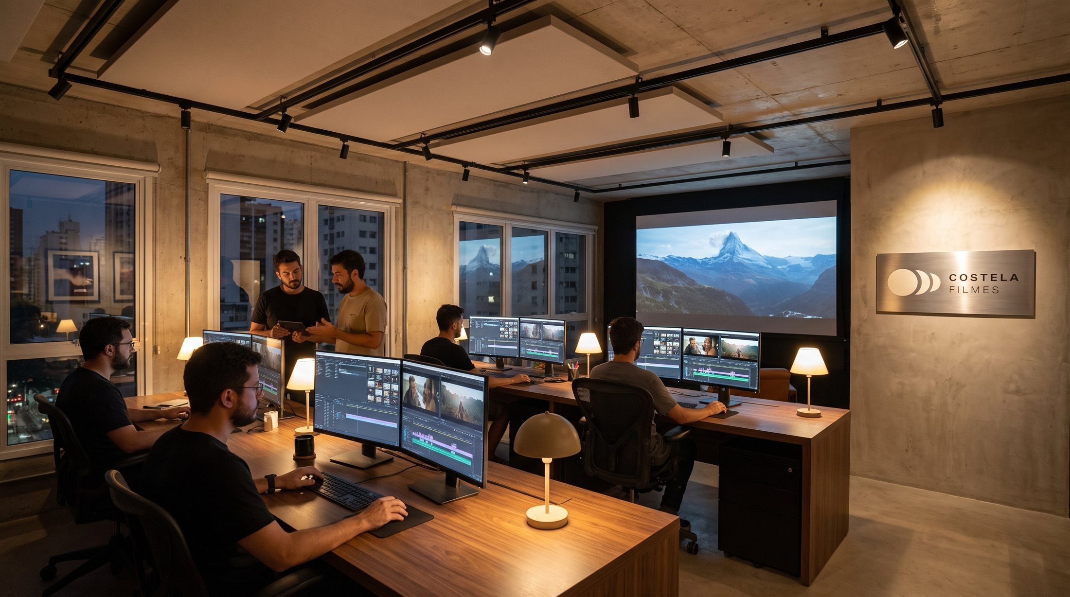 Editors at work on the Costela Filmes studio floor