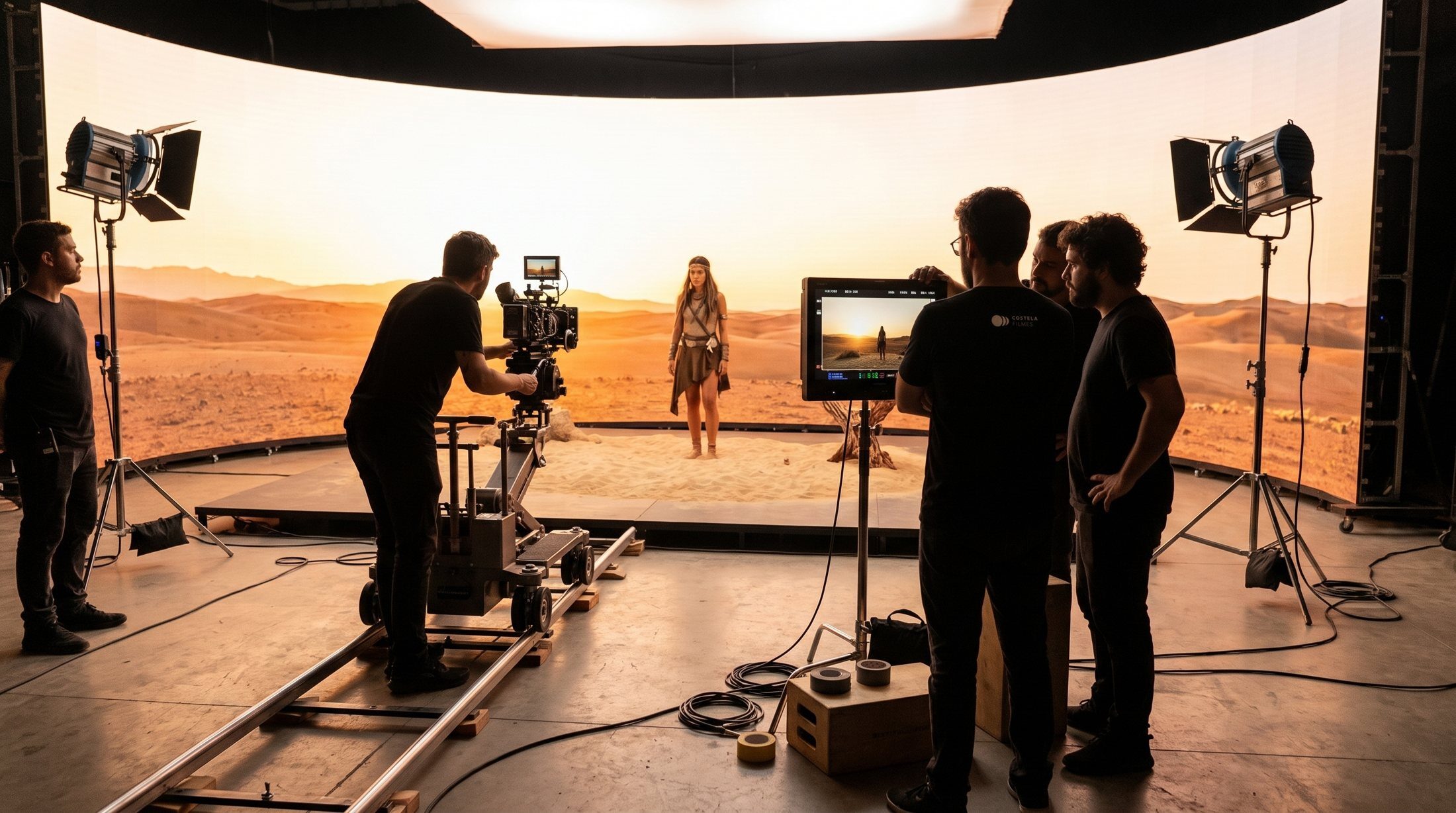 The Costela Filmes crew on a virtual production stage